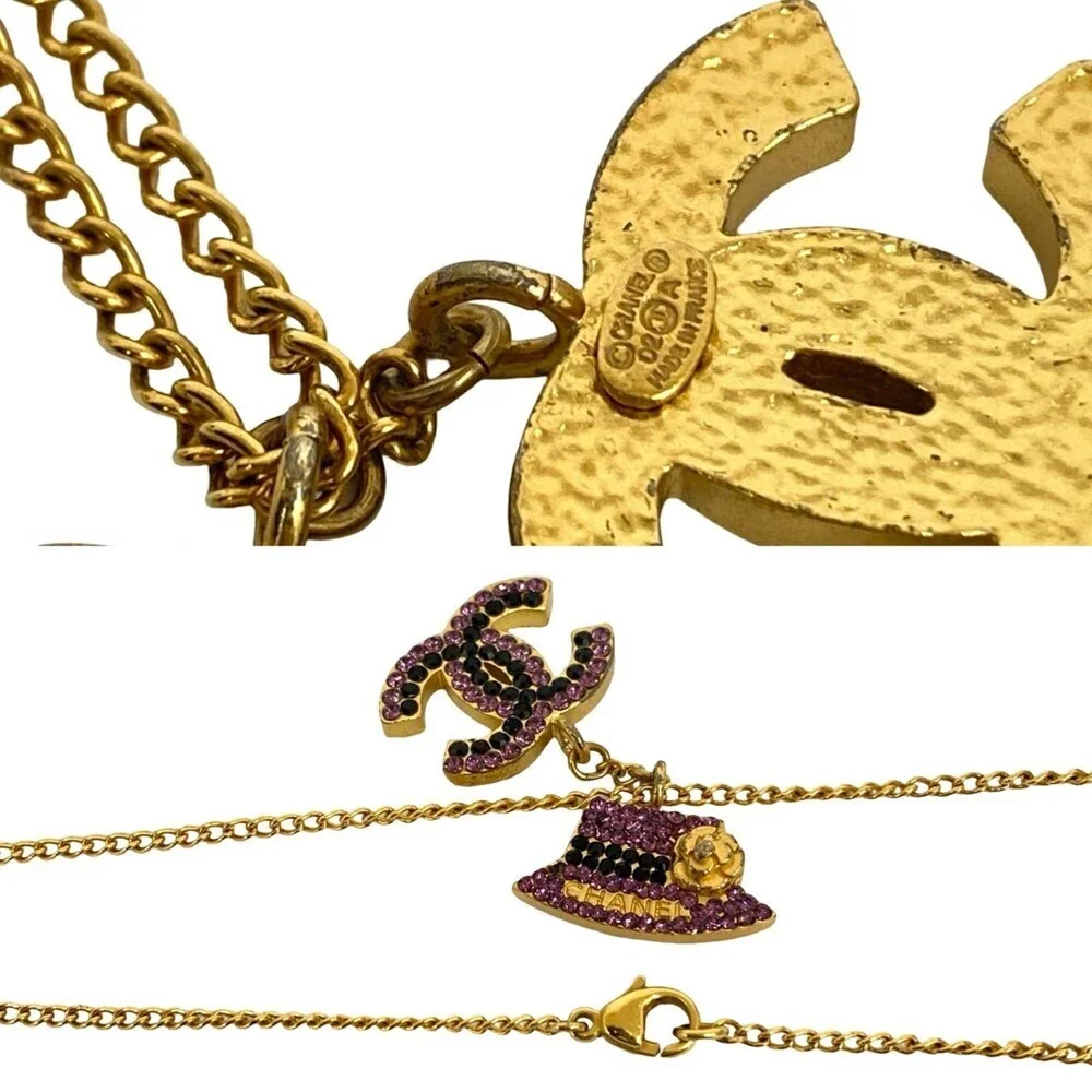 CHANEL Authentic Black Logo Necklace